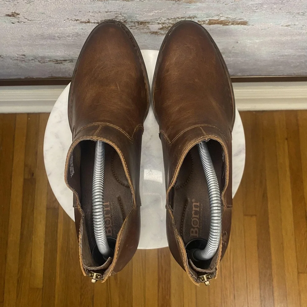 Born Boots Womens Size 10 Brown Leather Ankle Zip Comfort Booties BR0012006